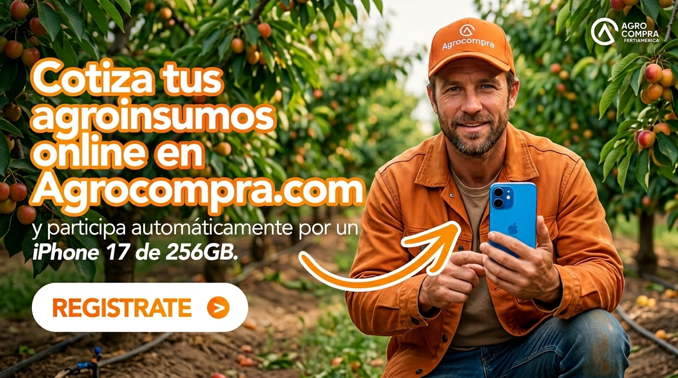 Cotiza tus agroinsumos online en Agrocompra.com y participa automáticamente por un iPhone 17 de 256GB. Regístrate.